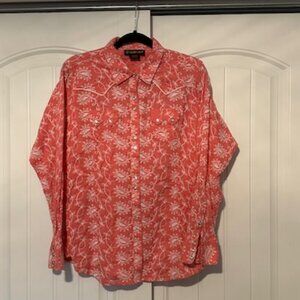 Women's Ariat pearl snap embroidered shirt size XL